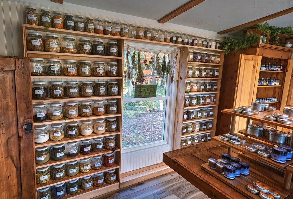 Herbal apothecary shelves